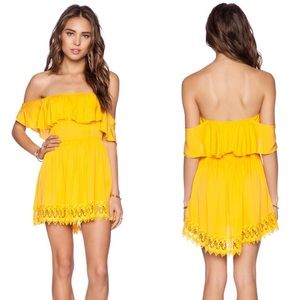 NEW Lovers + Friends Yellow Off-Shoulder Mini Dress